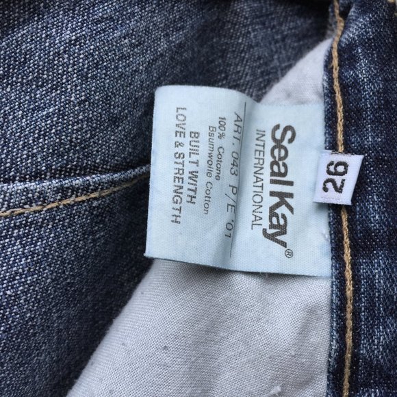 Seal Kay Patchwork Indigo Blue Denim Jeans Straight Leg Fit Womens Size 26 NWOT - Picture 9 of 16